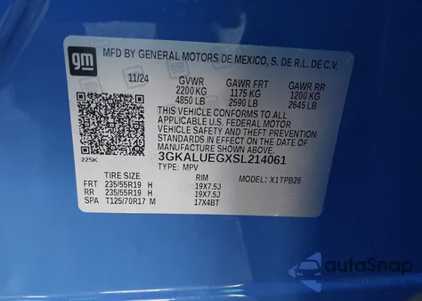 2025 GMC Terrain Awd Elevation from USA, damaged, VIN 3GKALUEGXSL214061